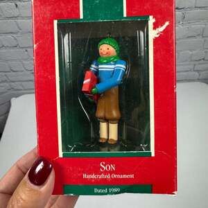 1989 Hallmark Keepsake Christmas Ornament "Son" Boy with Present